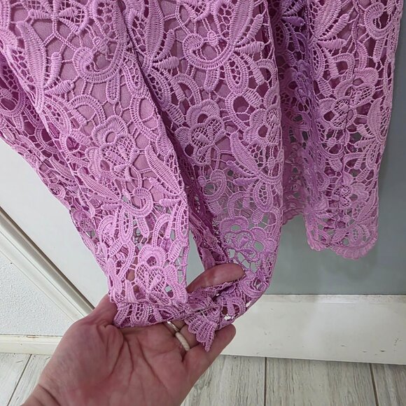 J.Crew Lavender Lace Dress Size 6 Scalloped V-Neck Zip Back Lined Cocktail - Picture 8 of 11